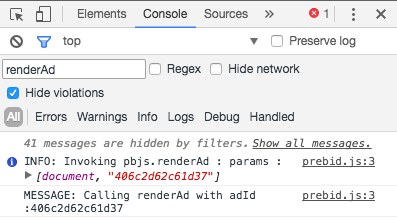 renderAd event in browser console